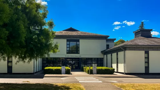 The entrance of the Neville Centre at the Young Epilepsy health centre in Surrey is pictured in summer.
