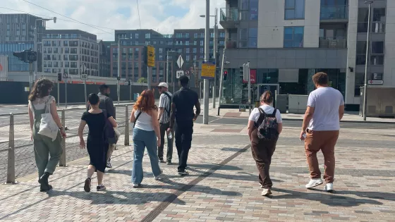 young people walking in the city