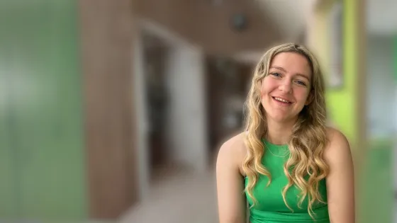 Young girl poses at home