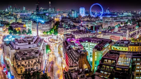 Night view of London from above