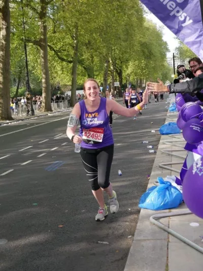 Faye running the london marathon