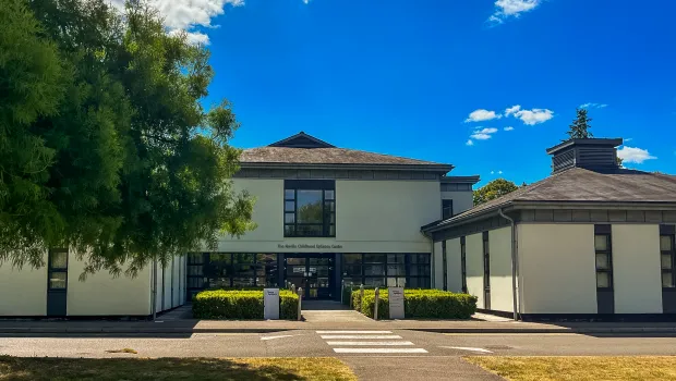 The entrance of the Neville Centre at the Young Epilepsy health centre in Surrey is pictured in summer.