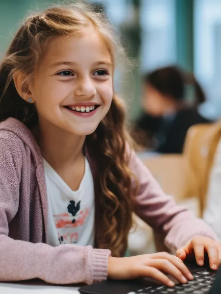 young girl on her laptop to show healthy connections via an online youth club