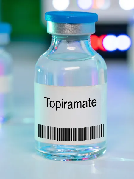 Bottle of topiramate medication=